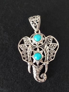 Sleeping Beauty Turquoise Elephant Pendant